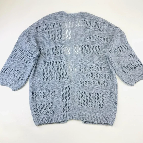 Bucketlist Holes Pattern Oversized Cardigan Medium Cool Blue Romantic Bohemian - Picture 13 of 14